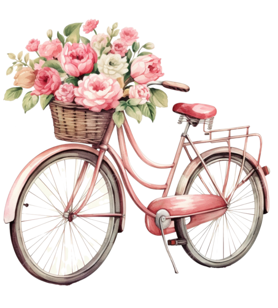 Bicicleta de pedales vintage con flores